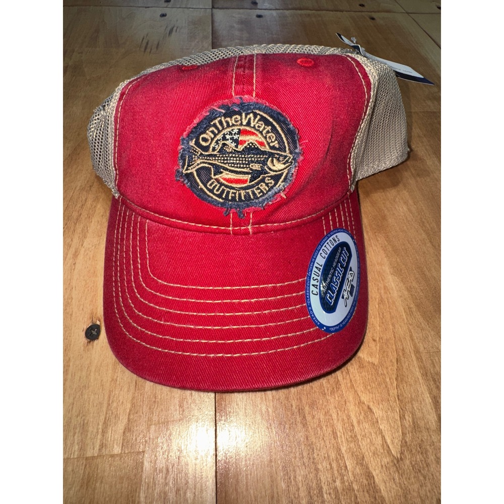 Ahead‎ USA On The Water Outfitters Trucker Hat Cardinal Red Mesh Snapback
